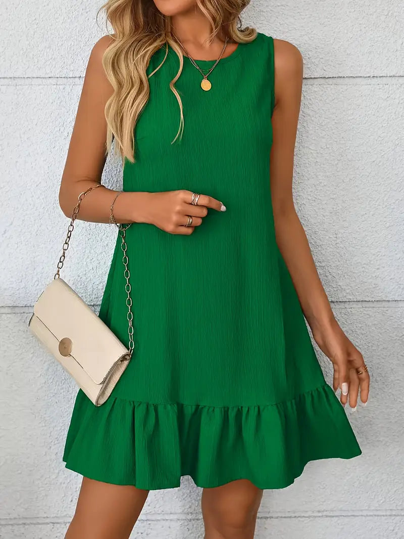 Carrie - Sleeveless Dress with Fashionable Ruffle Trim