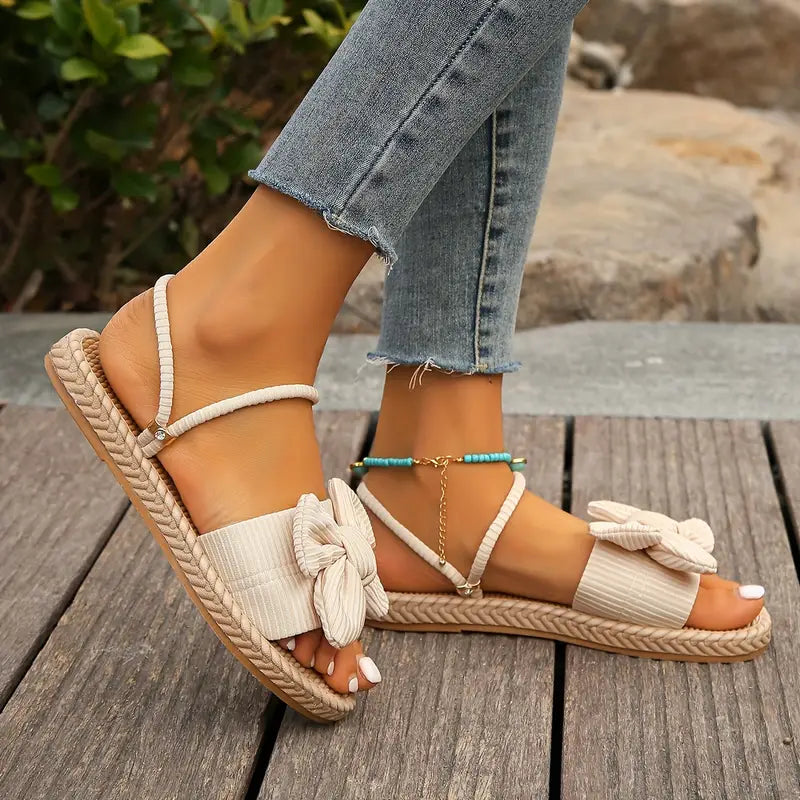 Belle - Stylish Flat Sandals with Bow Design for Summer Comfort