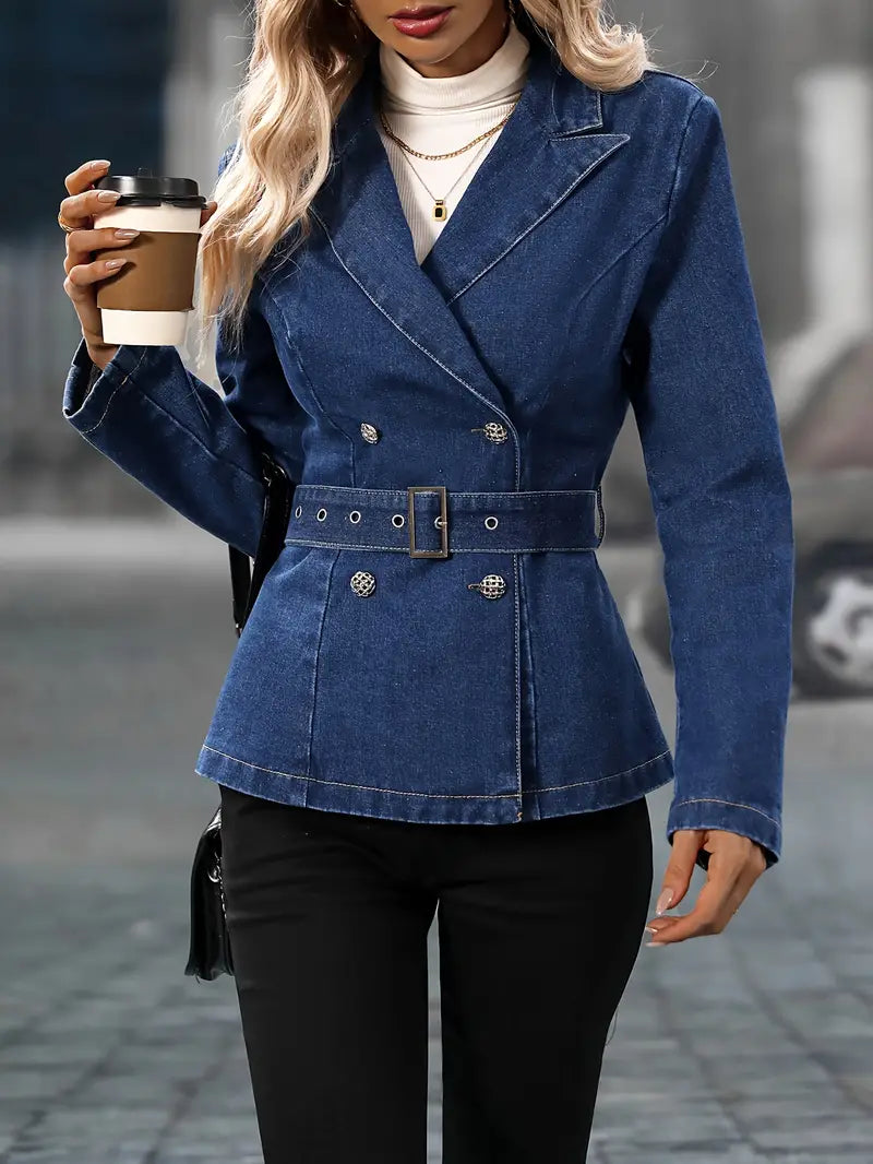 Violetta - Elegant Women's Denim Blazer with Tailored Fit and Belt