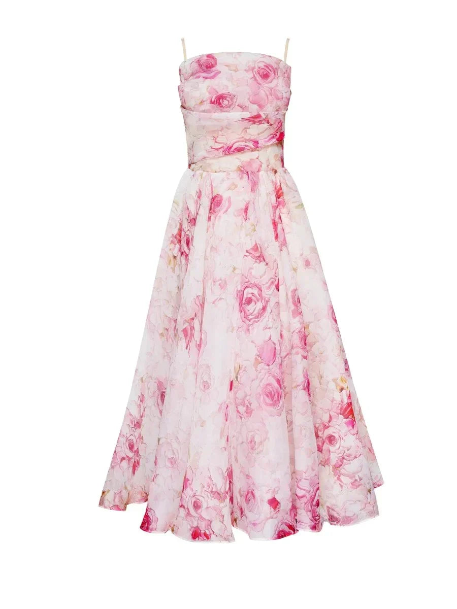 Kate - Elegant Women's Midi Dress with Floral Print and Structured Fit