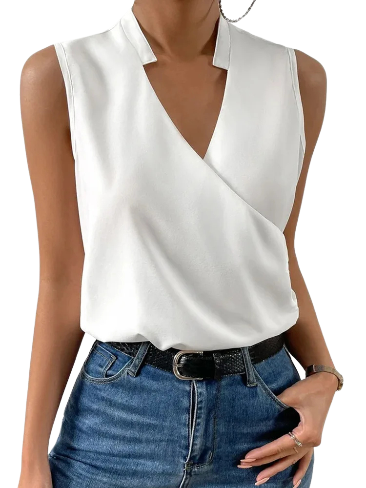 Hermione - Floral Women's Blouse with V-neck and Sleeveless Design