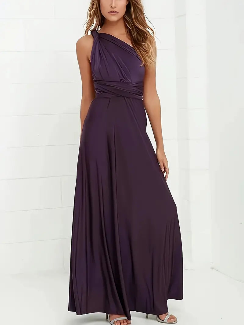 Carwyn - Elegant Women's Dress with Ruffled Back and Flirty Tie Belt