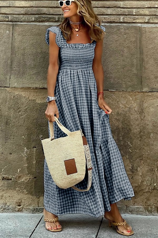 Heida - Stylish Checked Maxi Dress for Casual Elegance