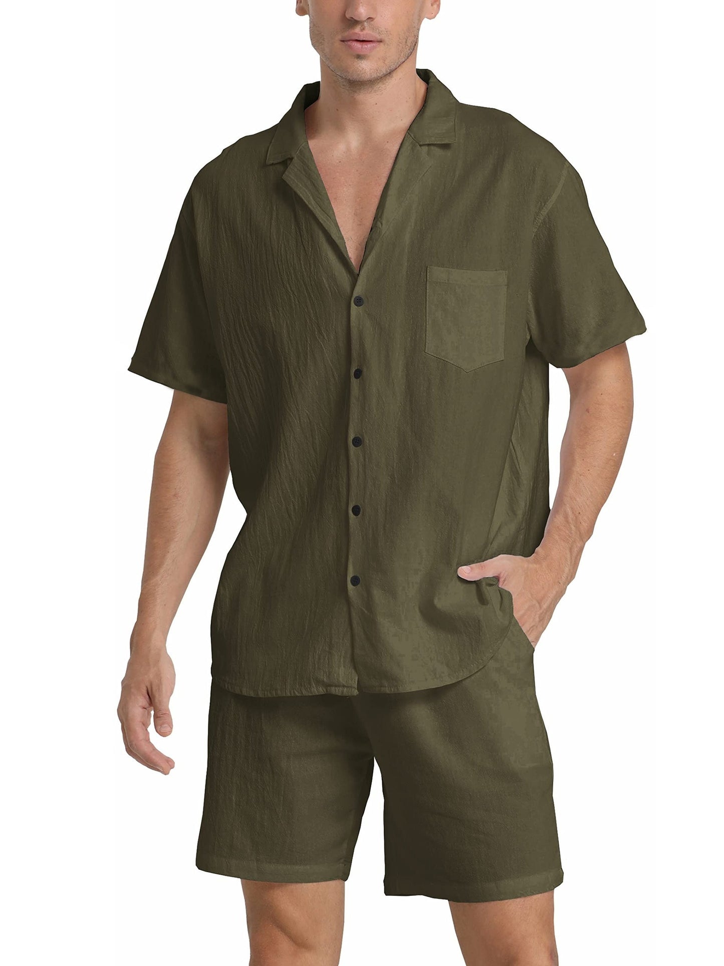 Barry - Luxurious Men's Linen Shirt and Beach Shorts Set