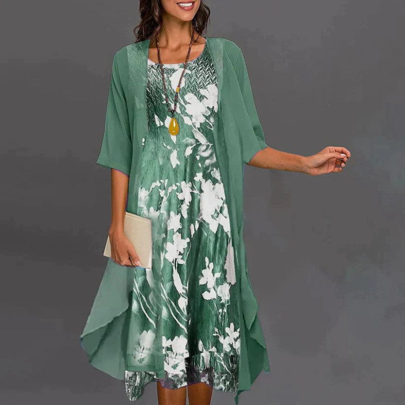 Emmy - Elegant Women's Floral Print Dress with Blazer