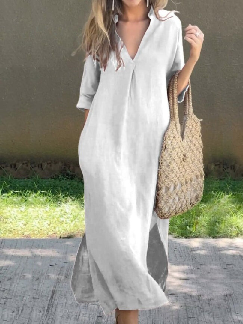 Kimmie - Timeless Women's Maxi Dress with Elegant V-neck Design