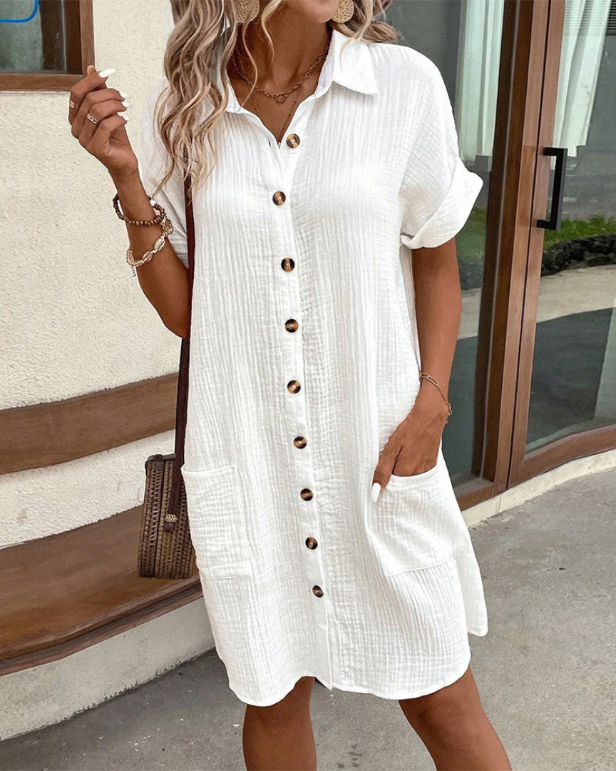 Sidonie - Versatile Women's Shirt Dress for Effortless Elegance and Comfort