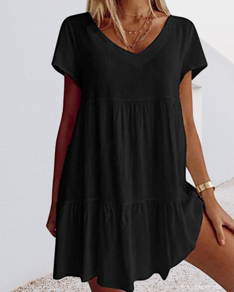Peony - Casual Women's Summer Dress with Ruffle Detail