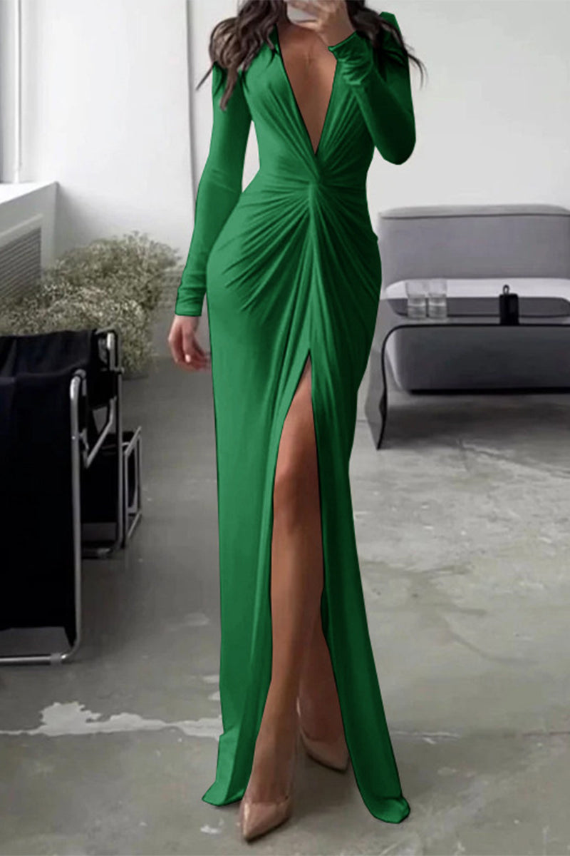 Liddy - Elegant Dress with V-neck and Pleated Neckline