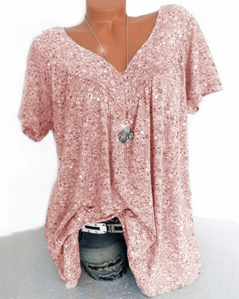Ivette - Luxurious Women's Blouse with V-neck and Short Sleeves