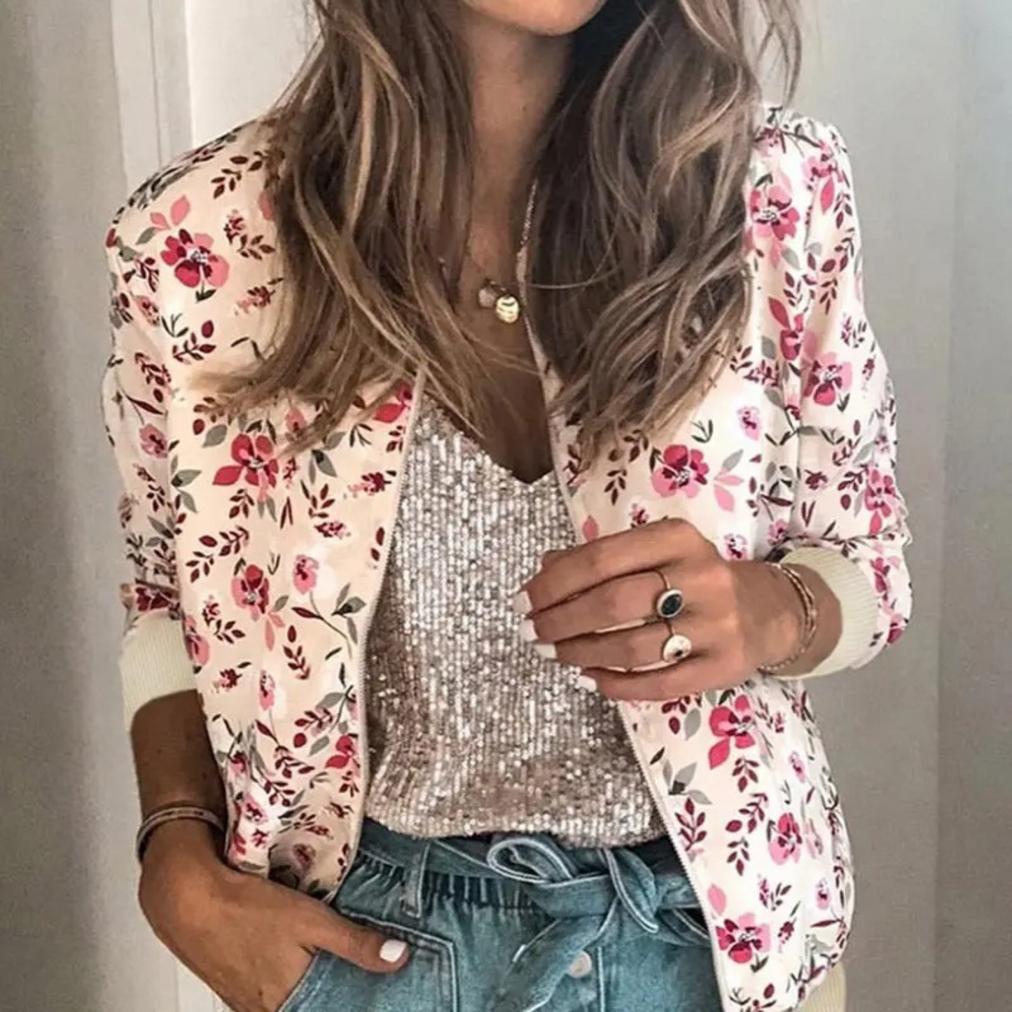 Pauline - Stylish Women's Summer Jacket with Floral Print