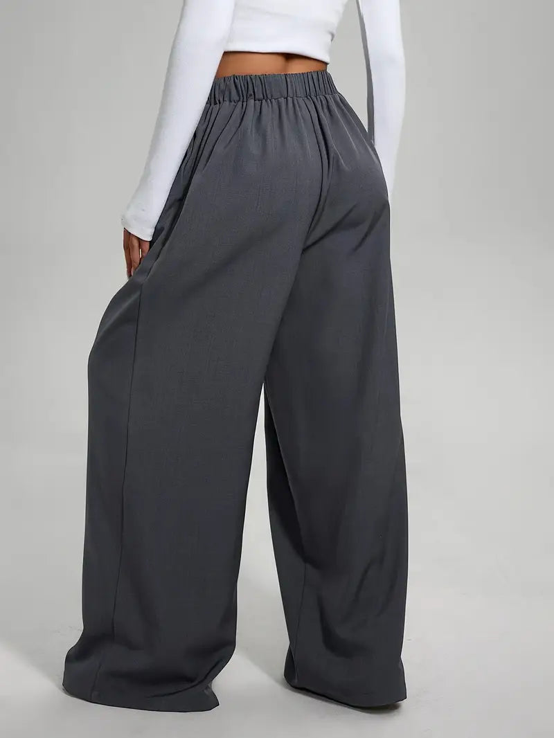 Brenda - Stylish Pleated Wide-Leg Trousers for Effortless Streetwear