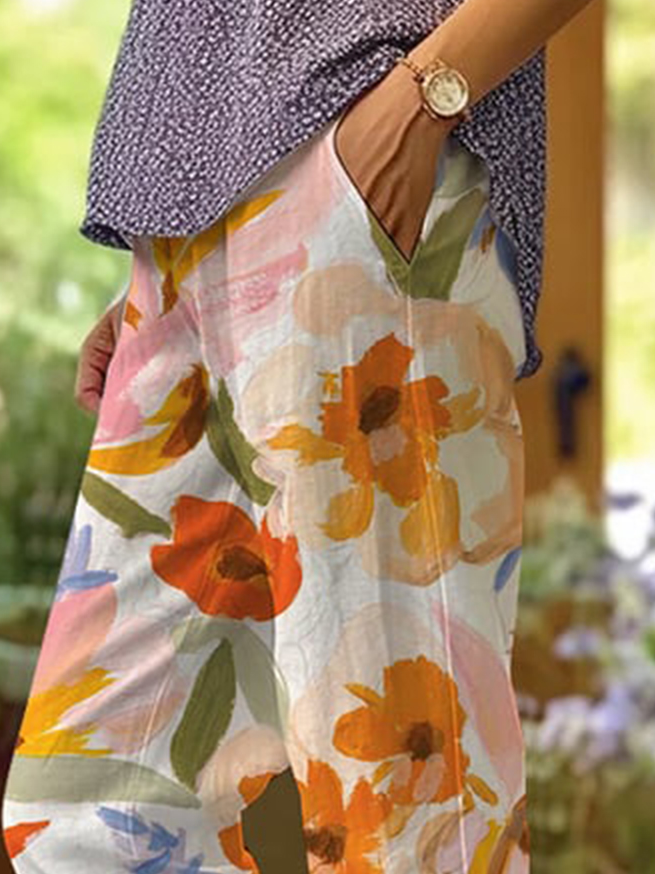 Callidora- Floral Patterned Pants for Women with Comfortable Fit