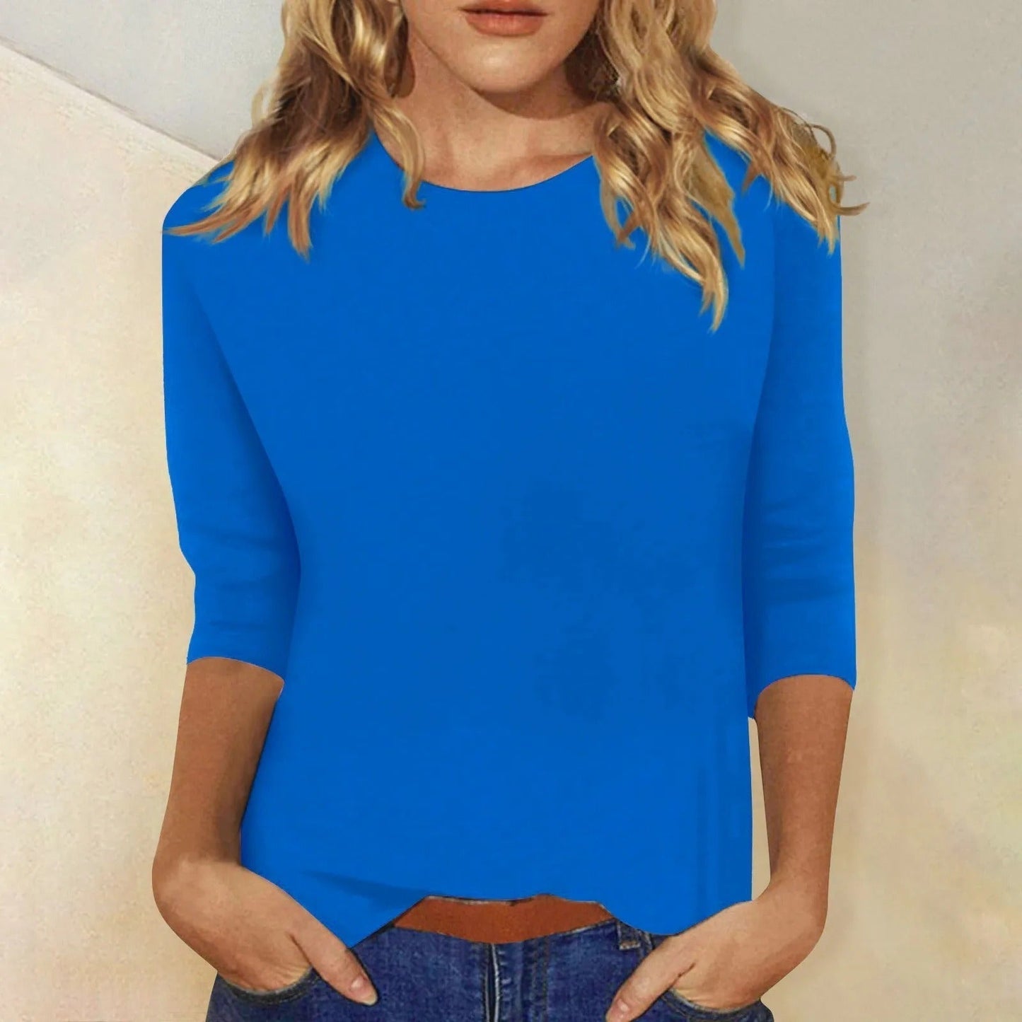 Farrah - Womens Long Sleeve Round Neck Shirt Soft Cotton