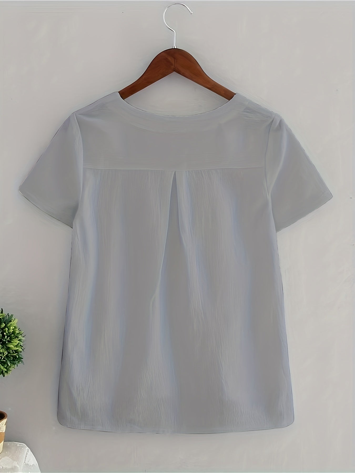 Rahima - Elegant Women's White V-Neck Linen Blouse with Semi-Sheer Quality