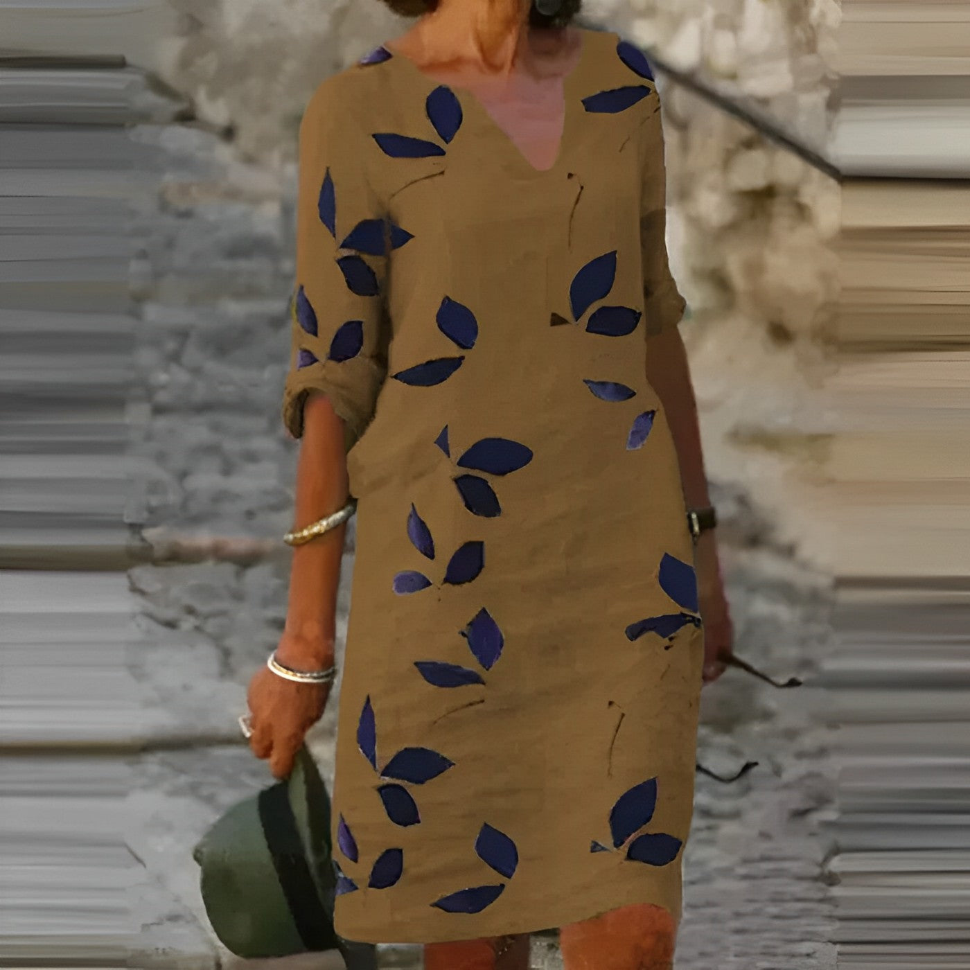 Sunniva- Stunning Leaf Print Summer Dress for Women