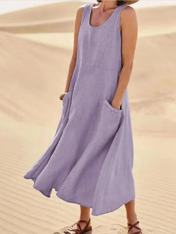 Summer - Relaxed Fit Linen Dress Perfect for Summer Days