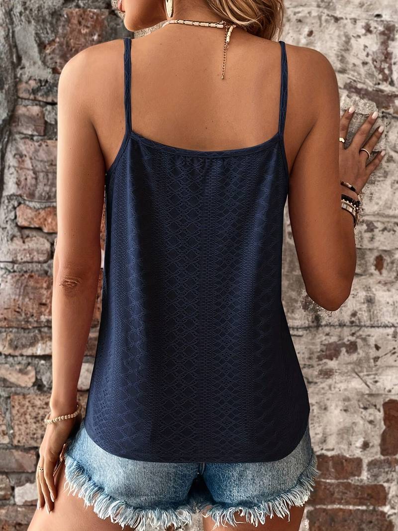 Garnetta - Playful and Elegant Lace Top with V-neck and Spaghetti Straps