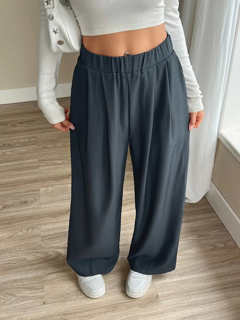 Brenda - Stylish Pleated Wide-Leg Trousers for Effortless Streetwear