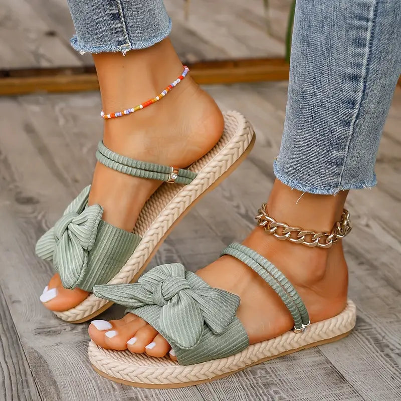 Belle - Stylish Flat Sandals with Bow Design for Summer Comfort