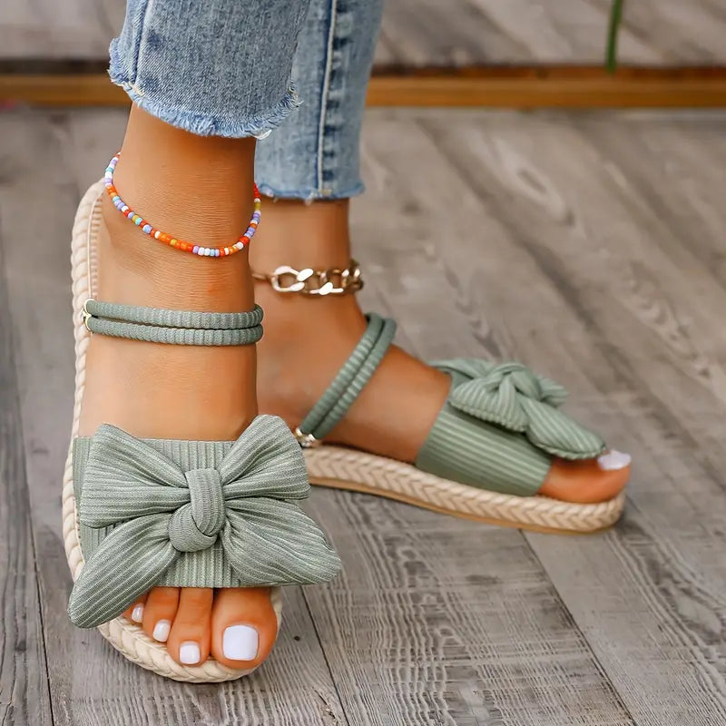 Belle - Stylish Flat Sandals with Bow Design for Summer Comfort