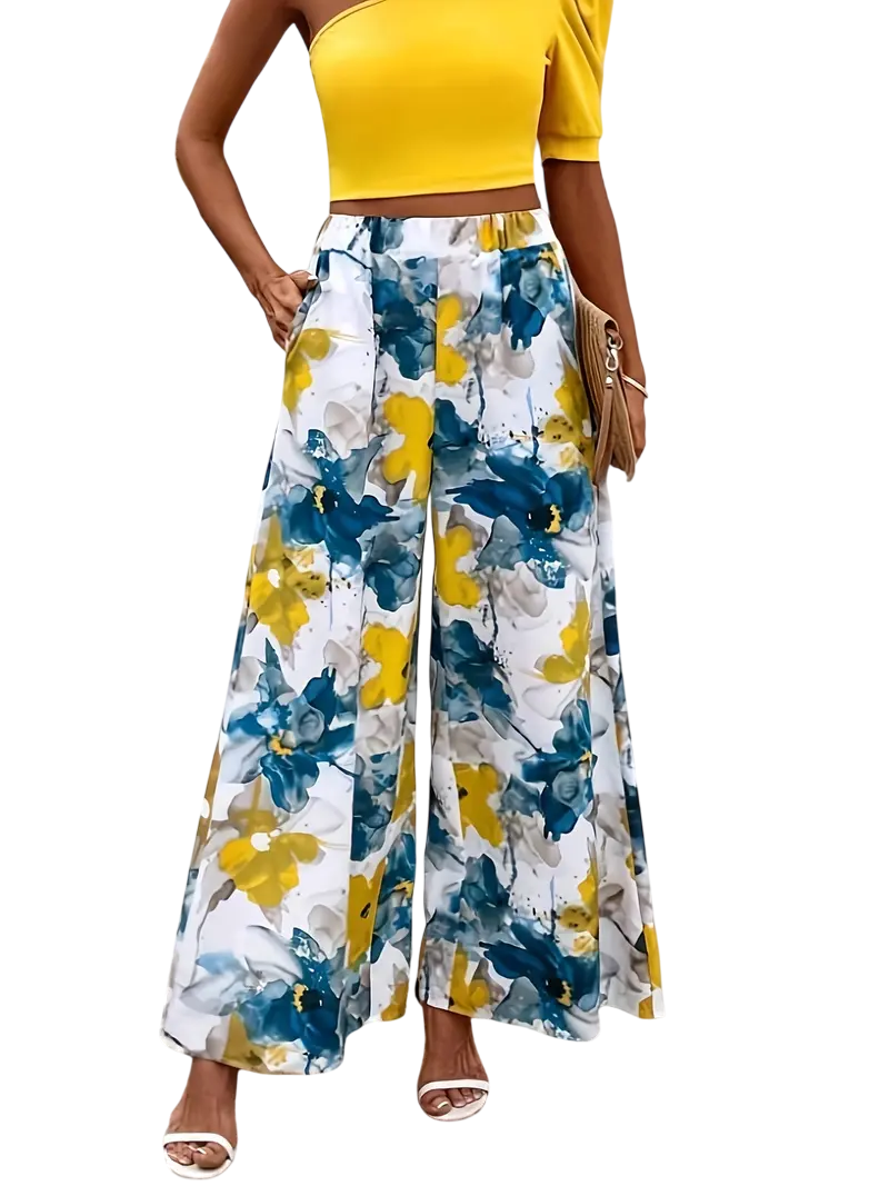 Brooke - Vibrant Floral Wide-Leg Trousers for Stylish Summer Outings