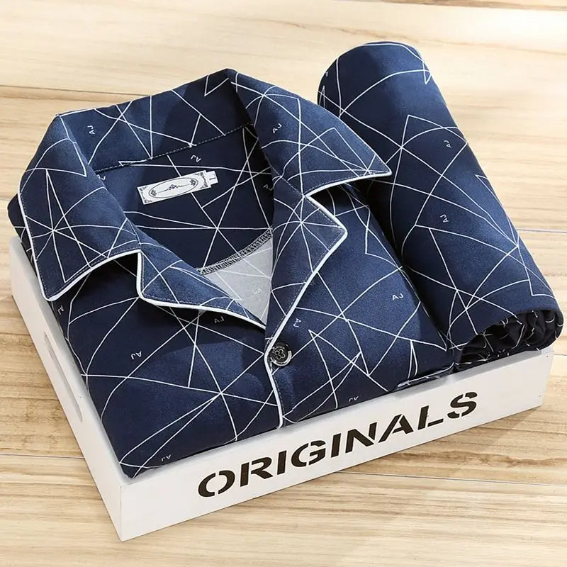 Alan - Comfortable Men's Pyjama Set with Shirt and Button Closure