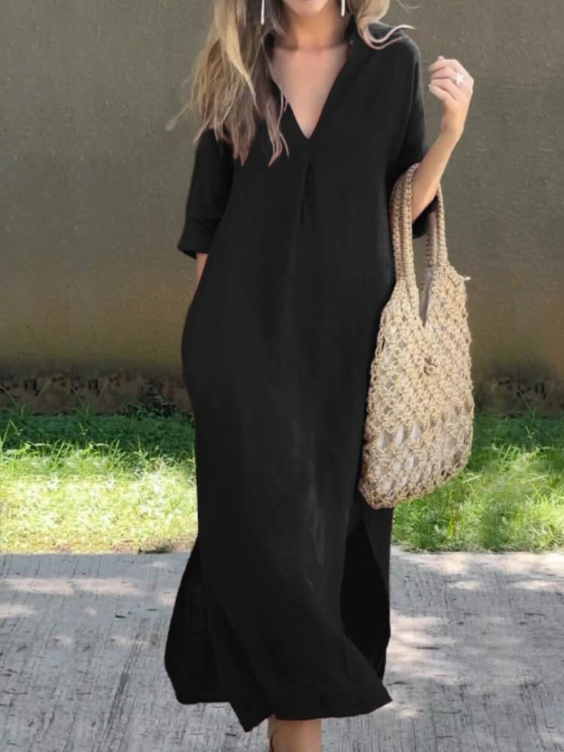 Kimmie - Timeless Women's Maxi Dress with Elegant V-neck Design