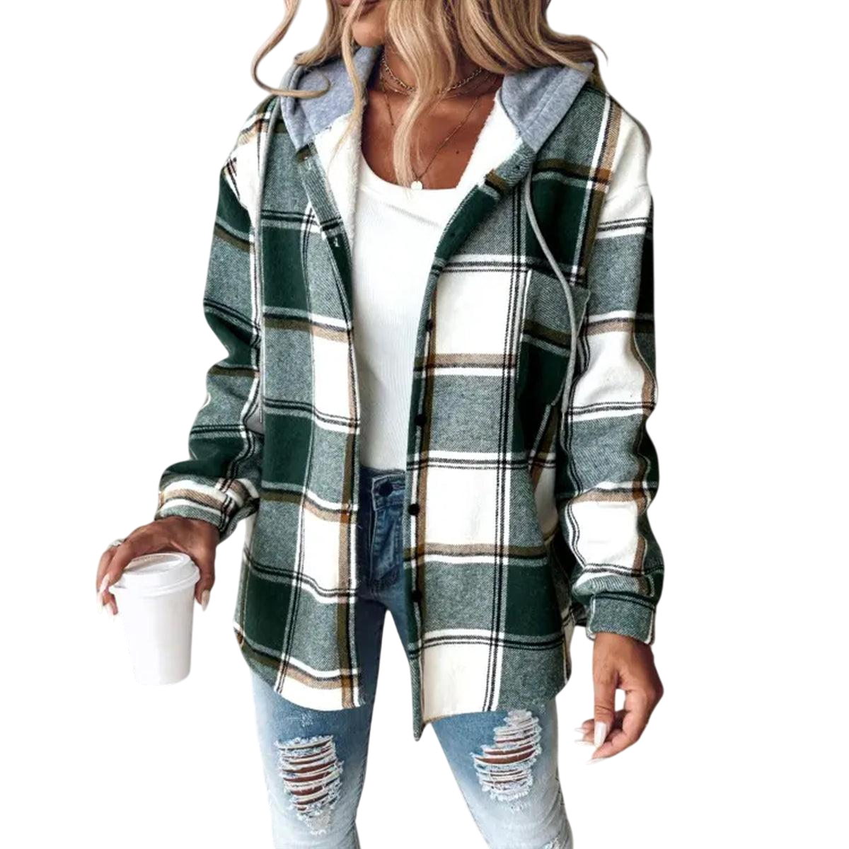 Ayla - Plaid Fall Jacket For Women With Hooded Lining
