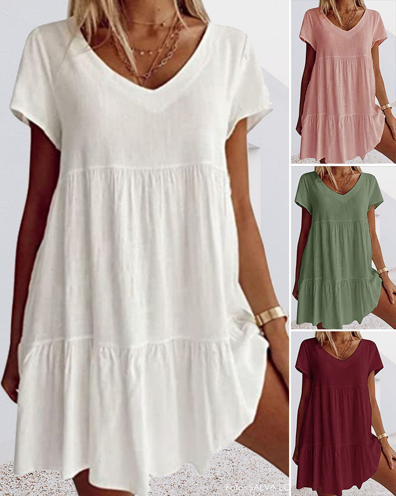 Peony - Casual Women's Summer Dress with Ruffle Detail