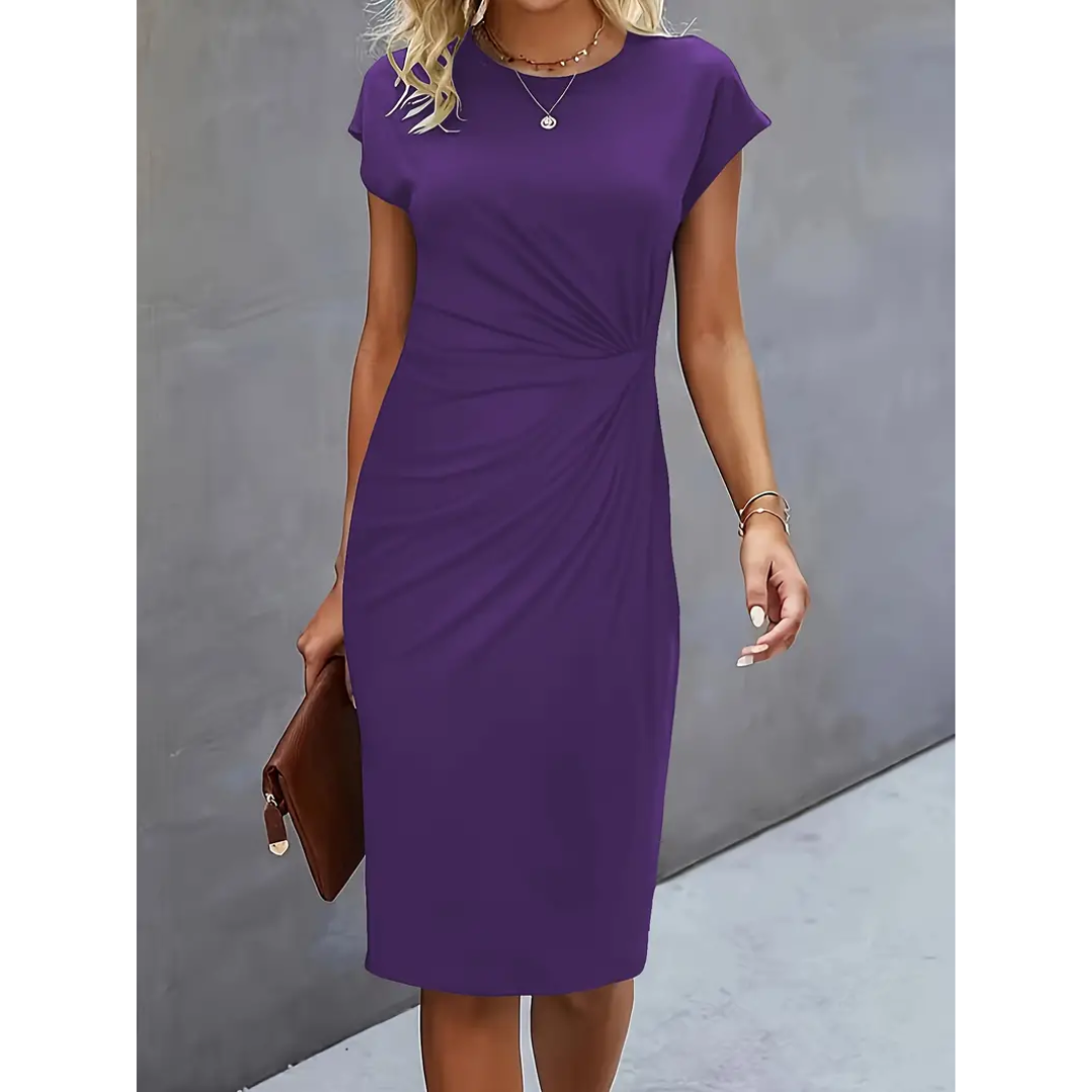 Tiffany - Elegant Women's Ruched Bodycon Dress with Short Sleeves