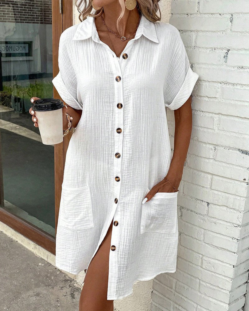 Sidonie - Versatile Women's Shirt Dress for Effortless Elegance and Comfort