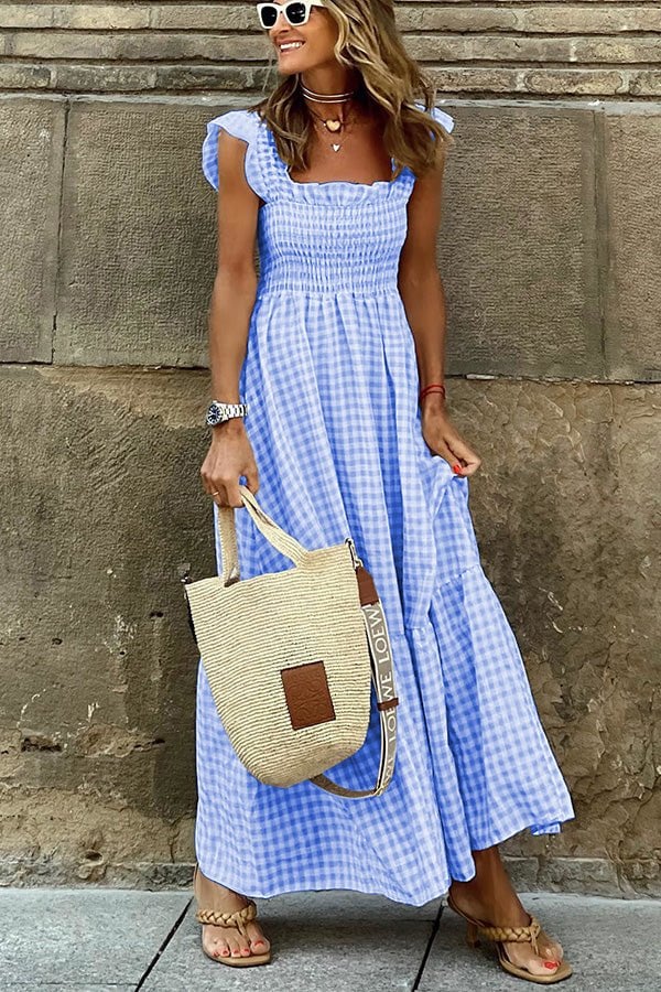 Heida - Stylish Checked Maxi Dress for Casual Elegance