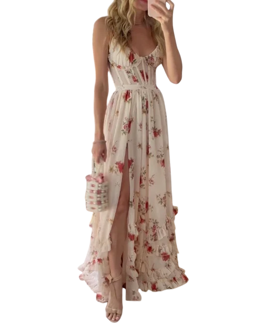 Tallulah- Elegant Women's Lace Floral Midi Dress for Evening Wear