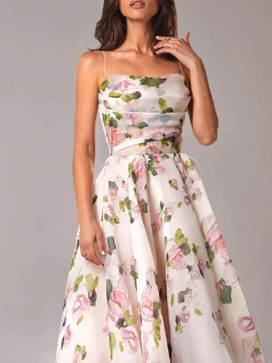 Kate - Elegant Women's Midi Dress with Floral Print and Structured Fit