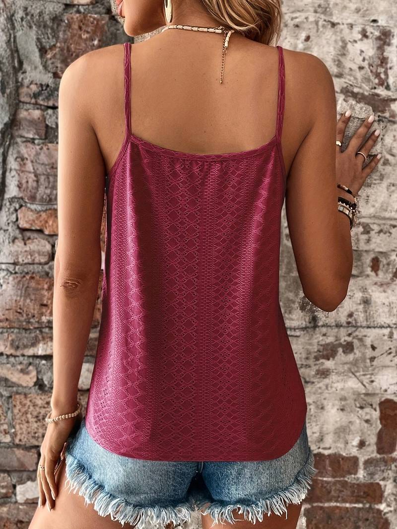 Garnetta - Playful and Elegant Lace Top with V-neck and Spaghetti Straps