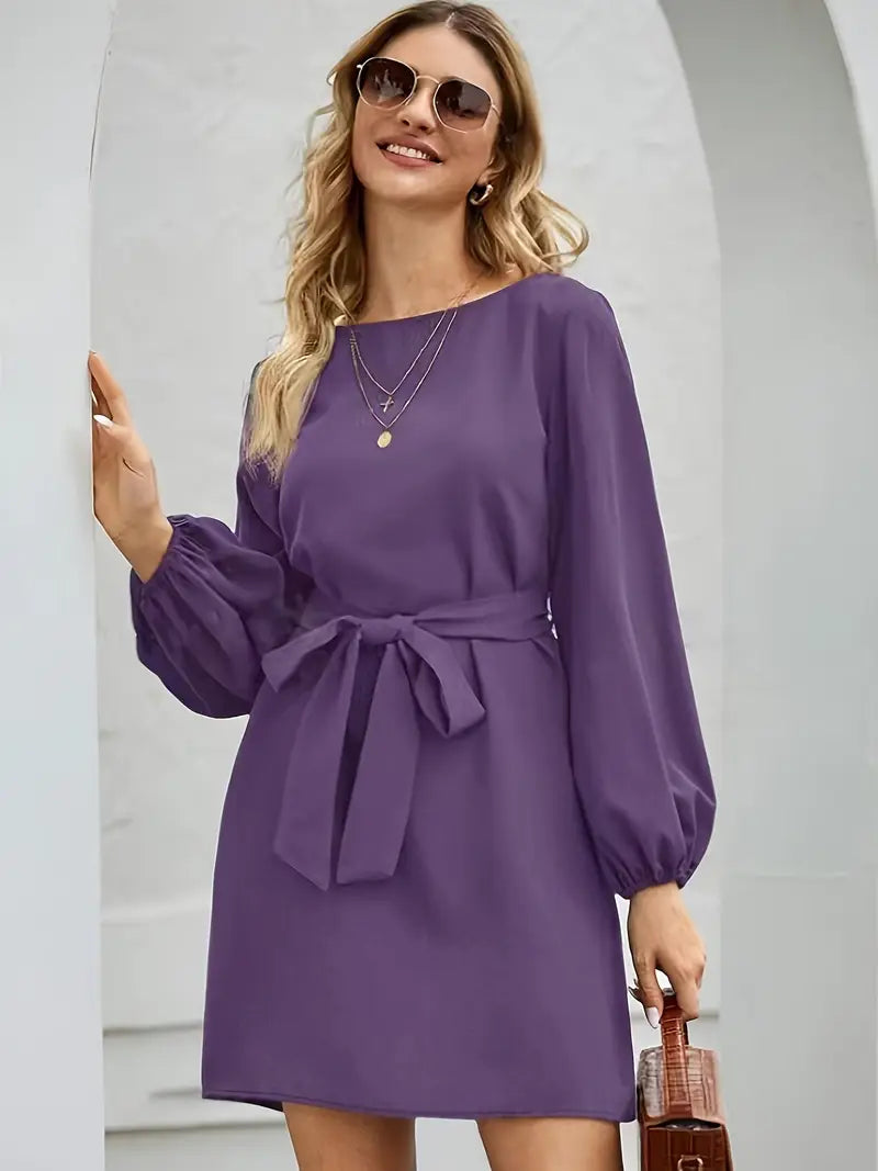 Cordelia - Elegant Long-Sleeved Belted Mini Dress in Premium Fabric