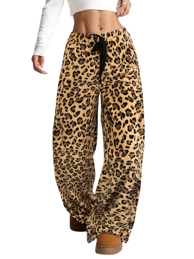 Tarian - Stylish Leopard Print Lounge Trousers with Drawstring Waistband