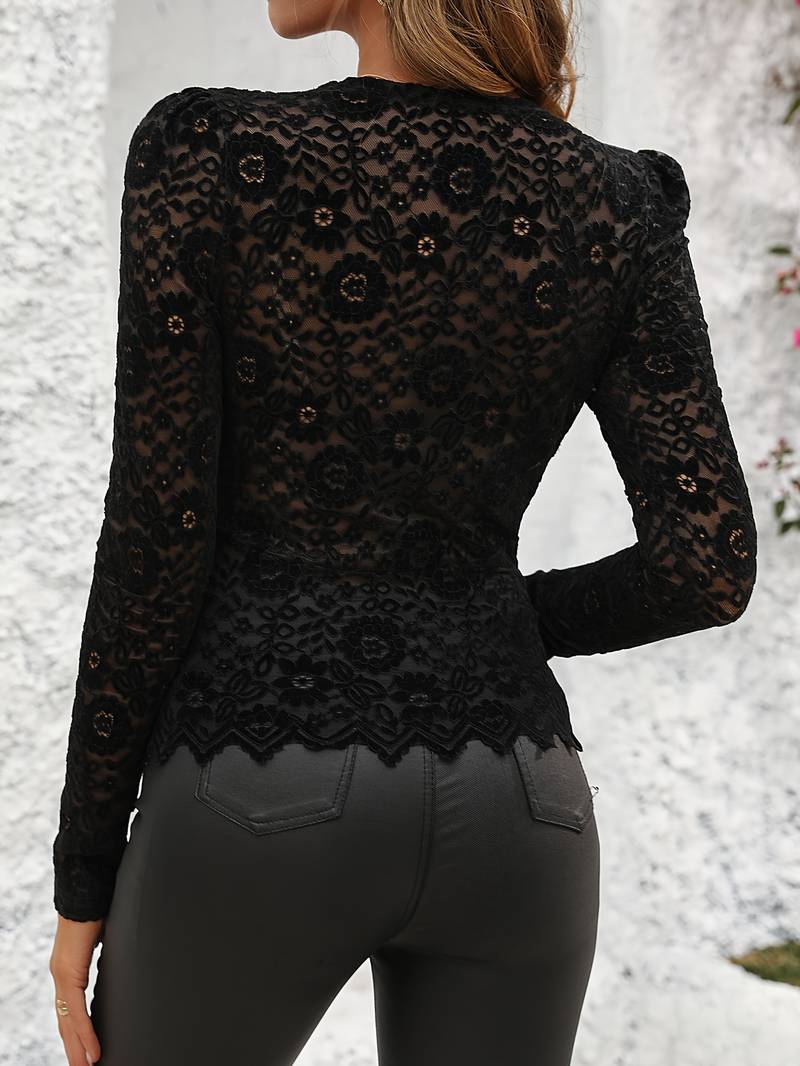 Annabel - Elegant Women's Long-Sleeved V-neck Top for Any Occasion