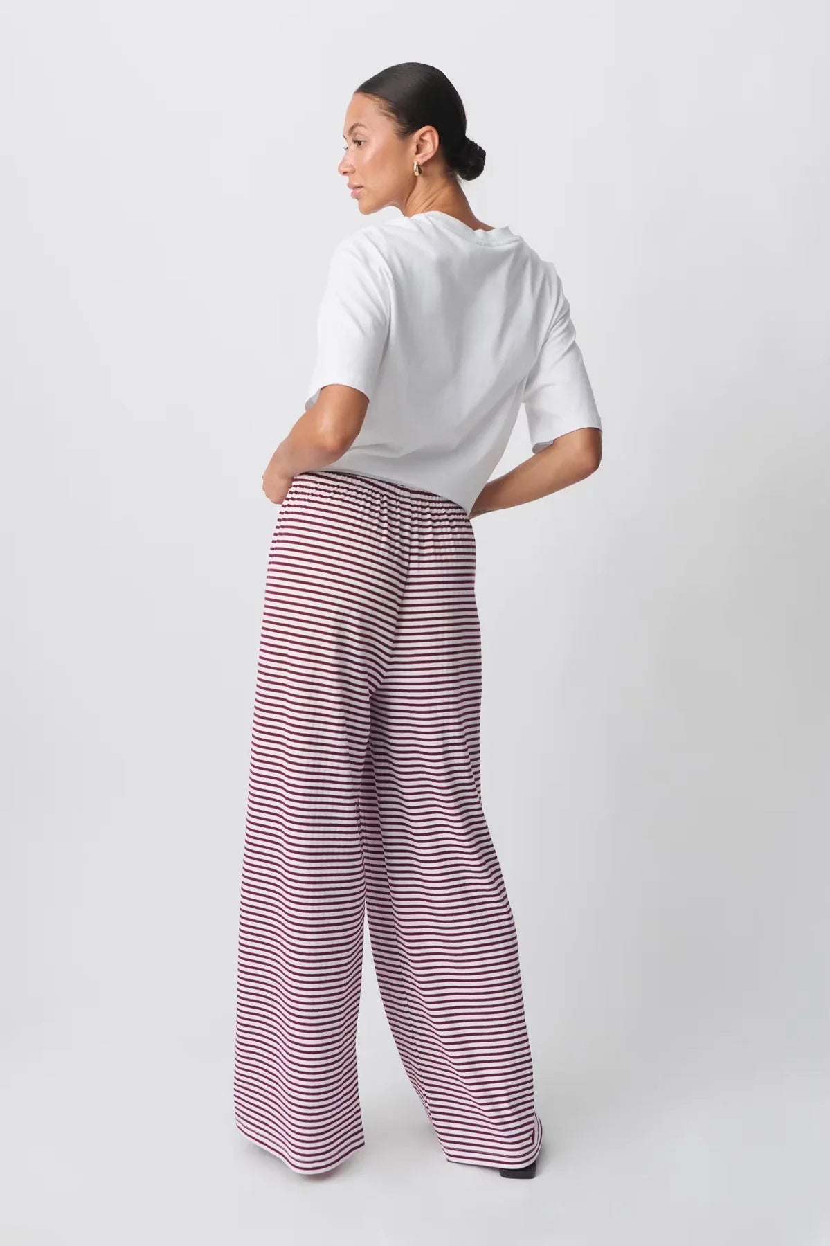 Orlaith - Relaxed Striped Cotton Trousers with Elastic Waistband