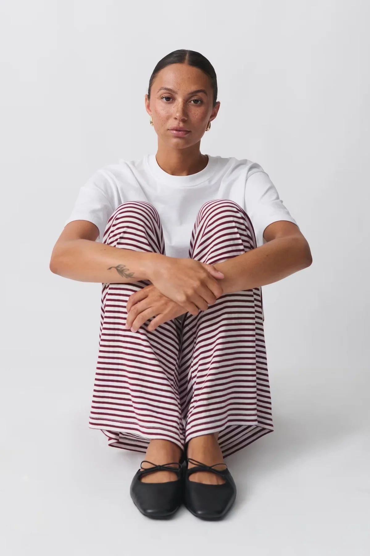 Orlaith - Relaxed Striped Cotton Trousers with Elastic Waistband