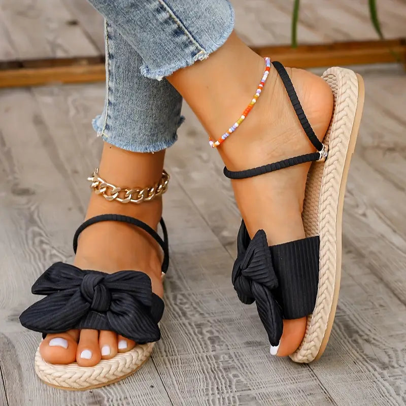 Belle - Stylish Flat Sandals with Bow Design for Summer Comfort