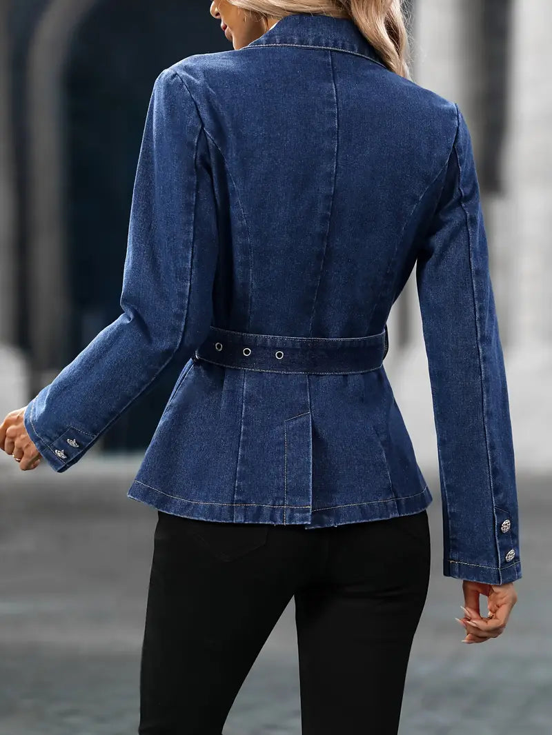 Violetta - Elegant Women's Denim Blazer with Tailored Fit and Belt