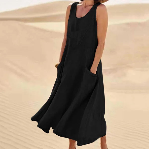Summer - Relaxed Fit Linen Dress Perfect for Summer Days