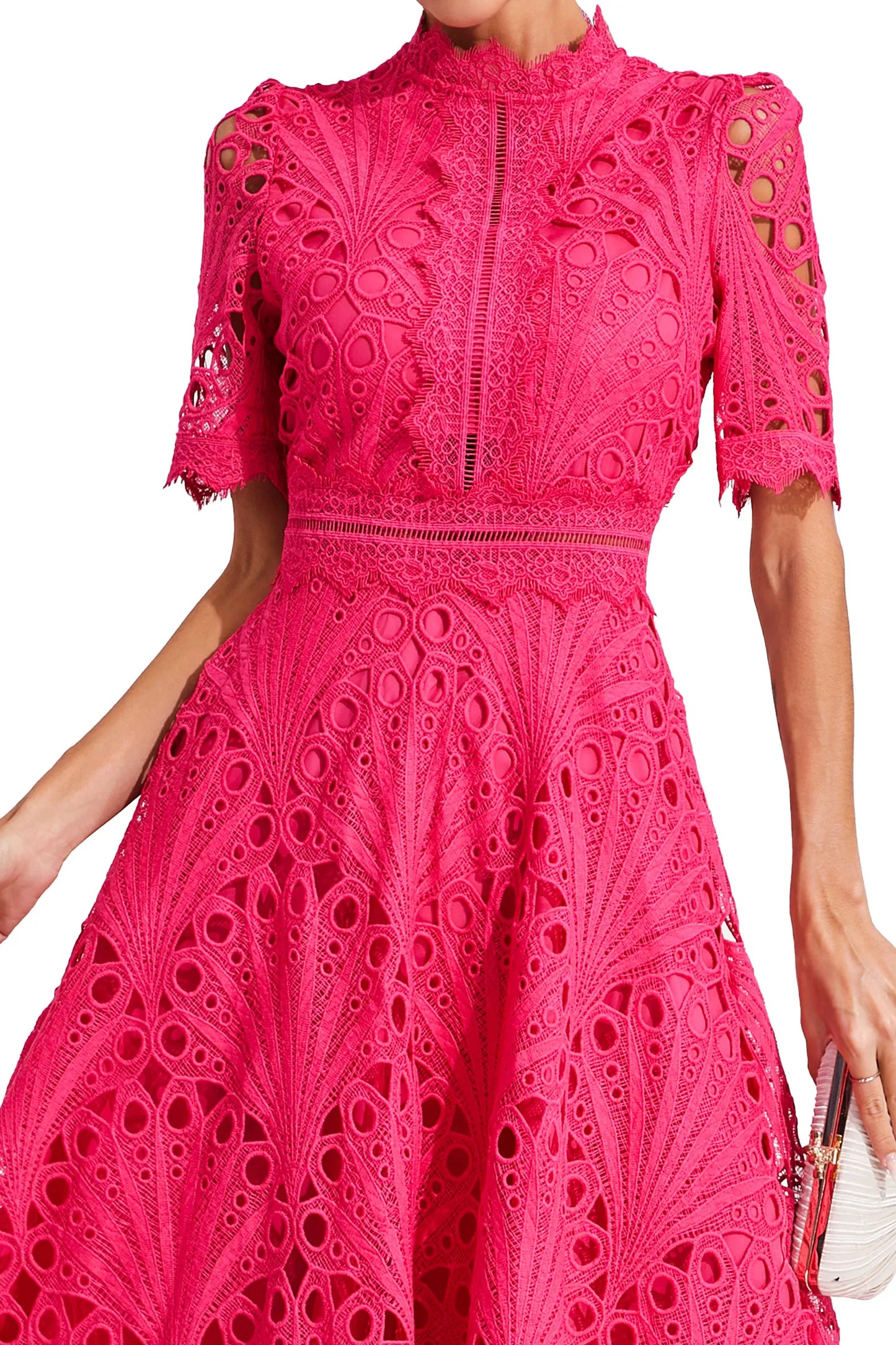 Lesley - Elegant Lace Midi Dress for Women with Flattering Silhouette
