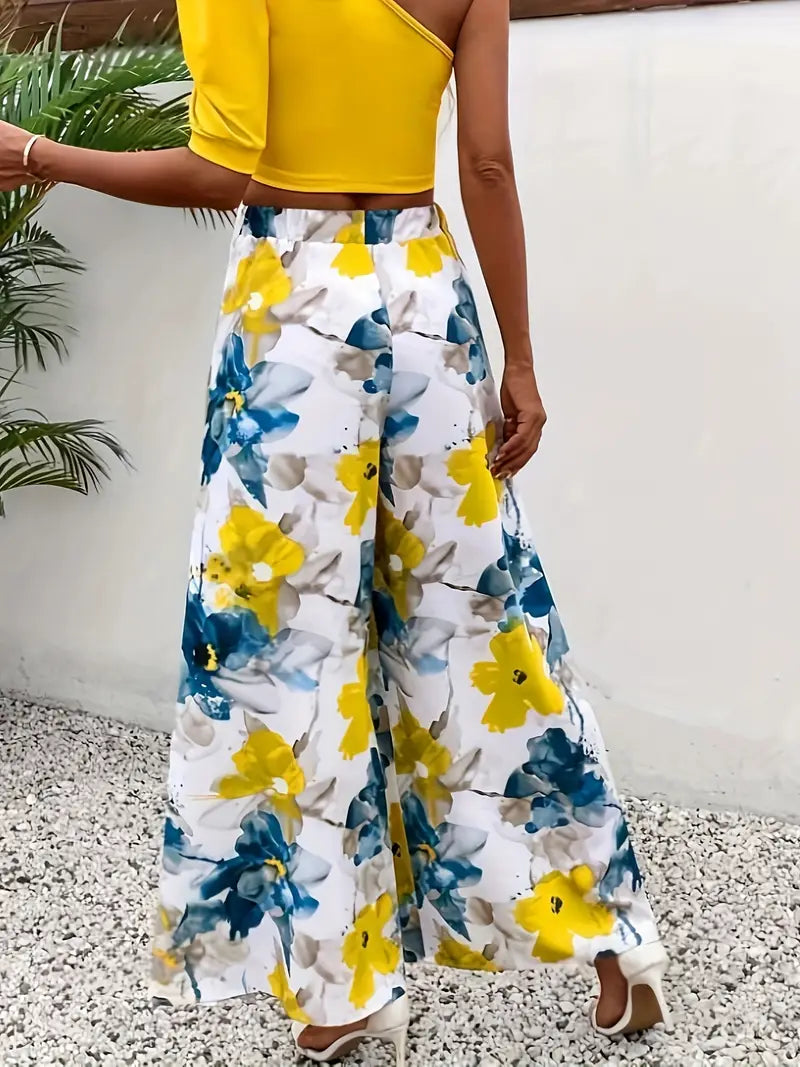 Brooke - Vibrant Floral Wide-Leg Trousers for Stylish Summer Outings