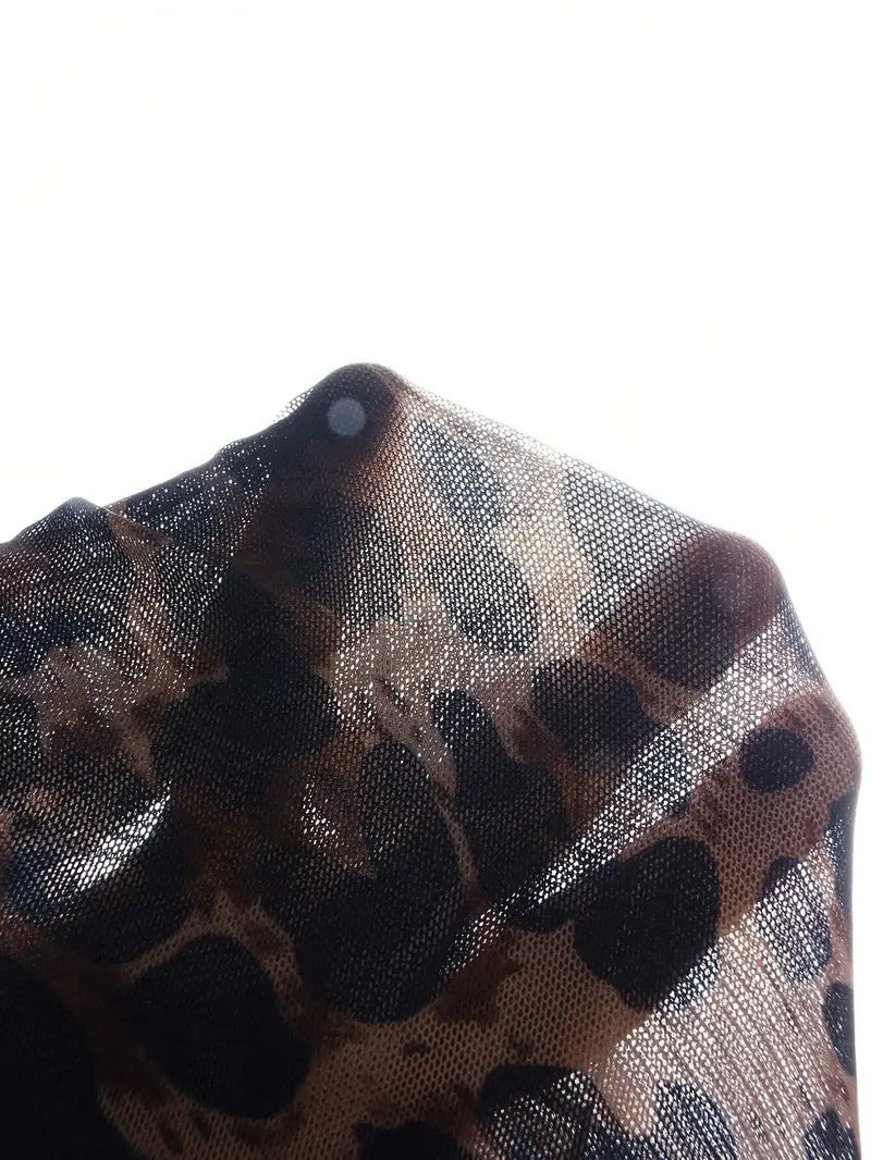 Qiana - Elegant Long-Sleeved Leopard Print Maxi Dress with Ruffled Details