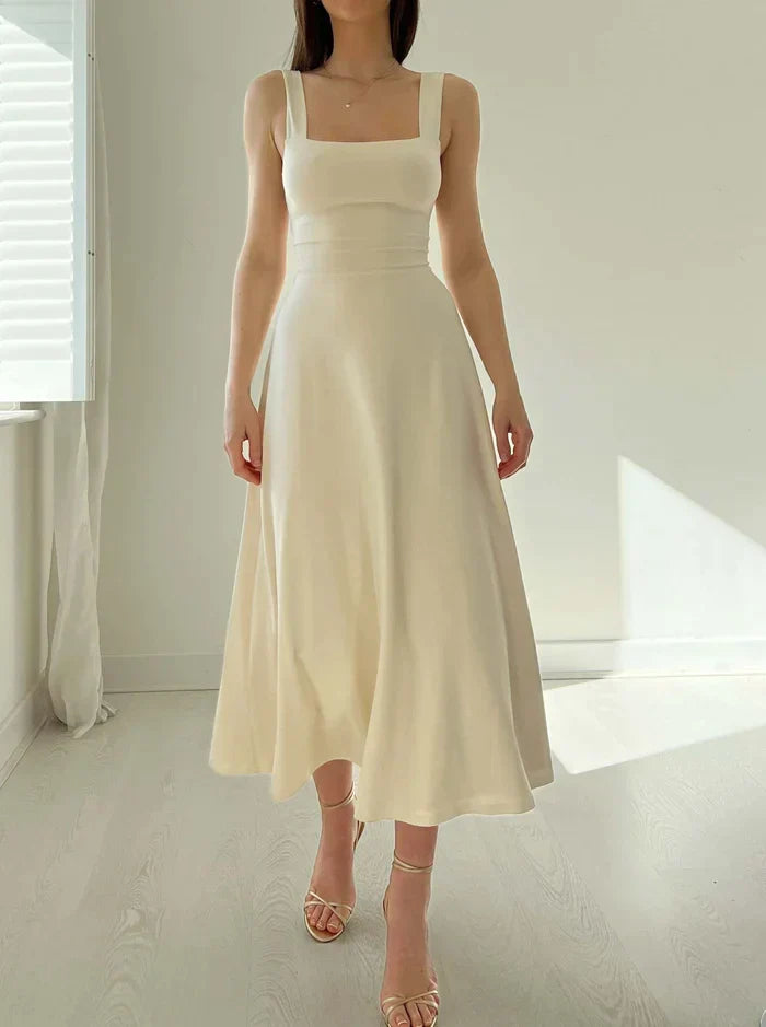 Joelle - Elegant Mini Dress with Corset Waist Tie and Flowy Skirt