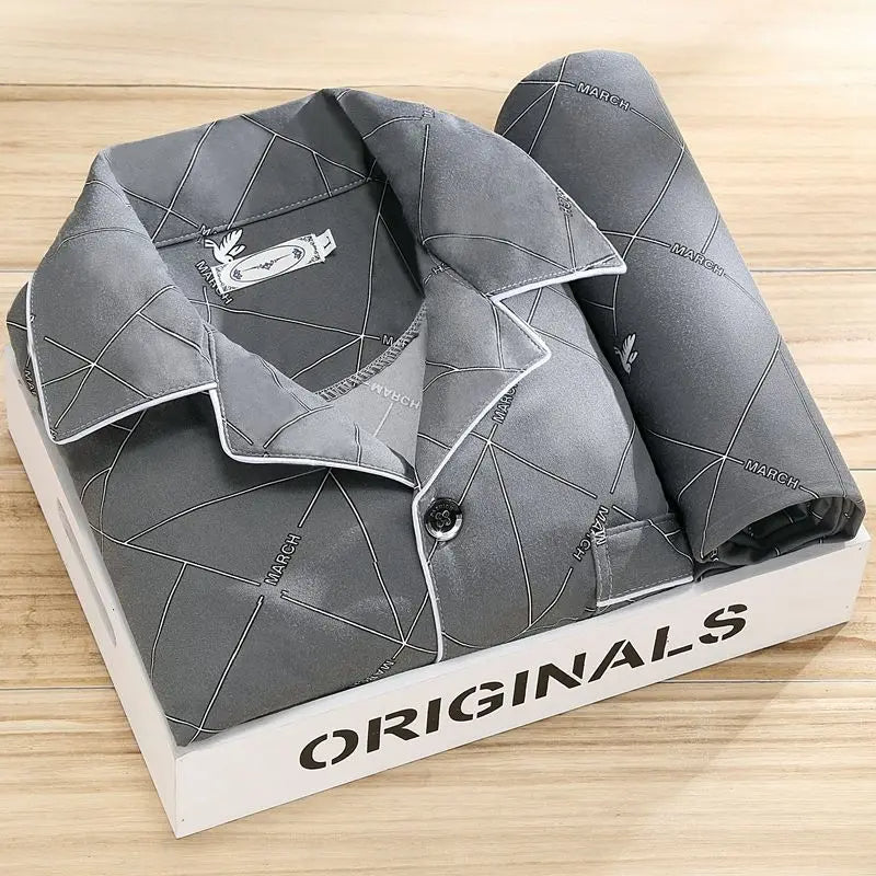 Alan - Comfortable Men's Pyjama Set with Shirt and Button Closure