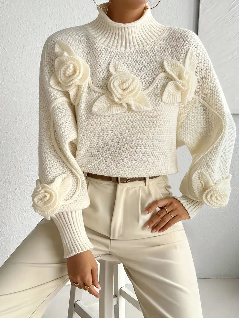 Wilma - Elegant Floral Turtleneck Sweater for Women